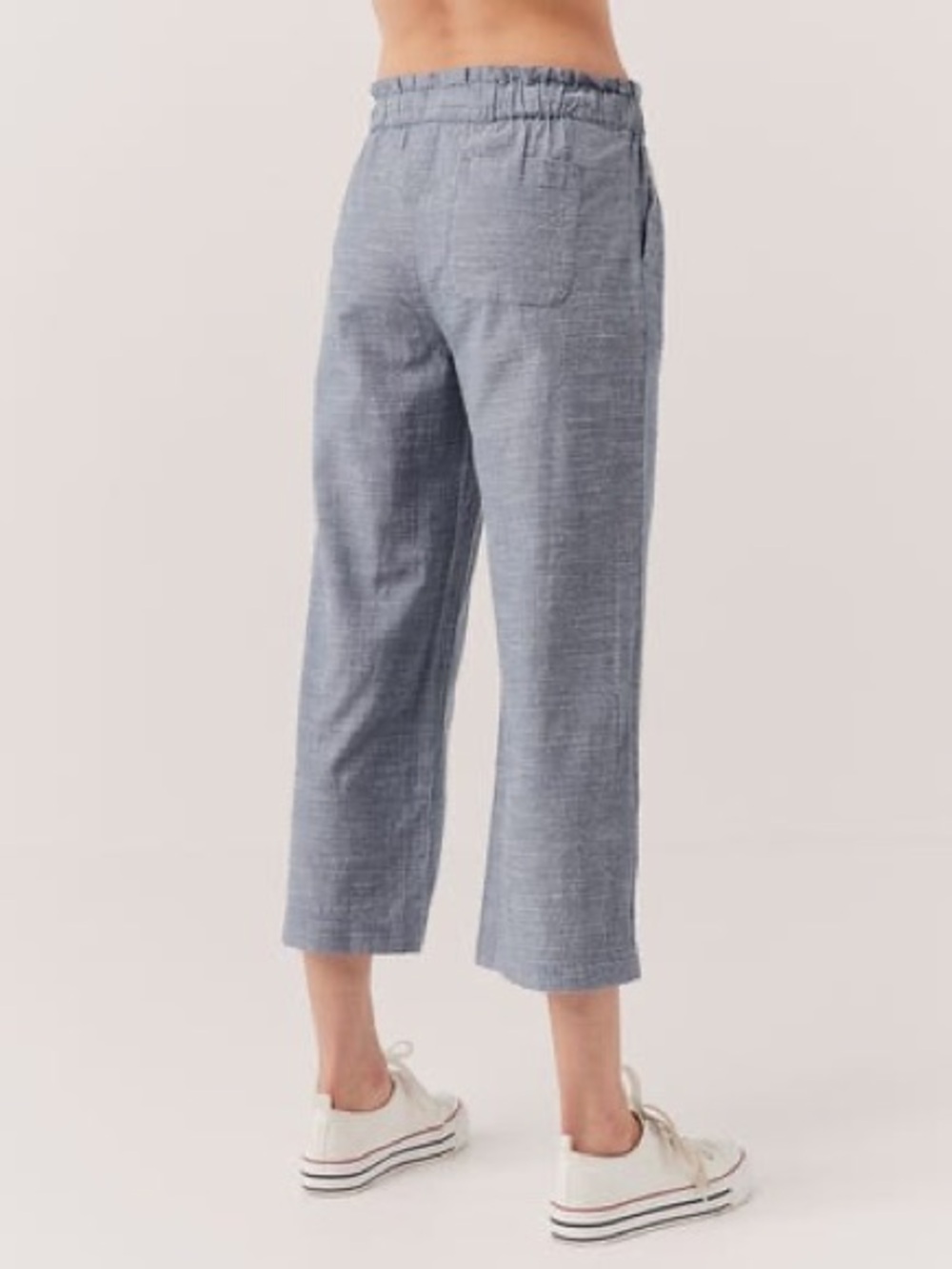 Pact Blue Chambray Cropped Pull-on Pants - 100% Organic Cotton - Size Medium - Picture 12 of 12